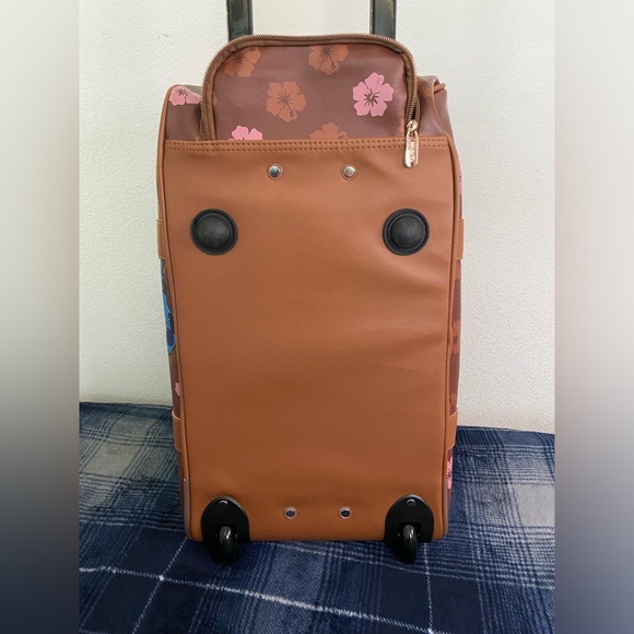 Disney “Stitch” Bioworld 20” Rolling Duffle Bag Luggage - Brown Floral - Picture 5 of 12
